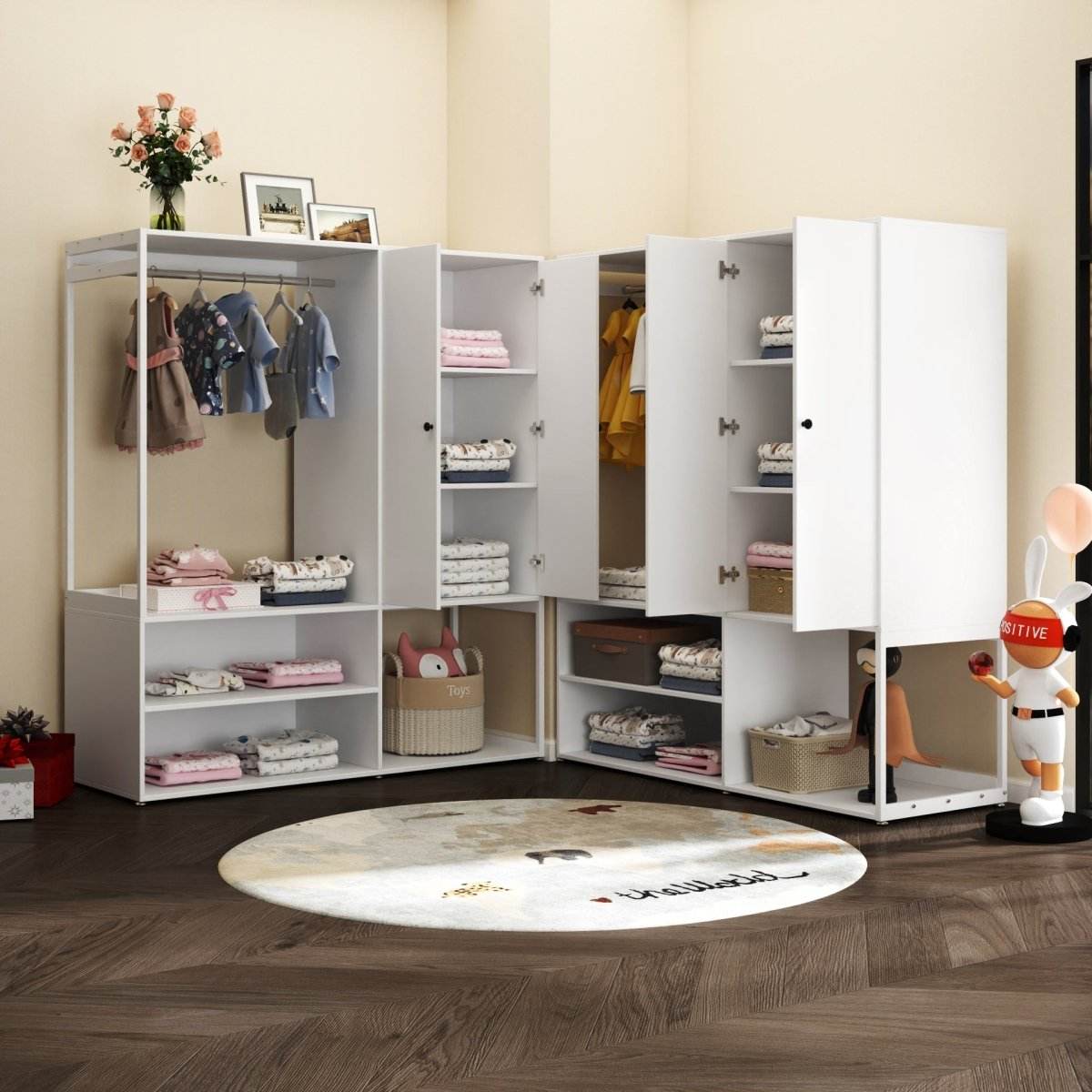 White Particle Board Armoire Wardrobe Closet With Shelves - Sleep Galleria