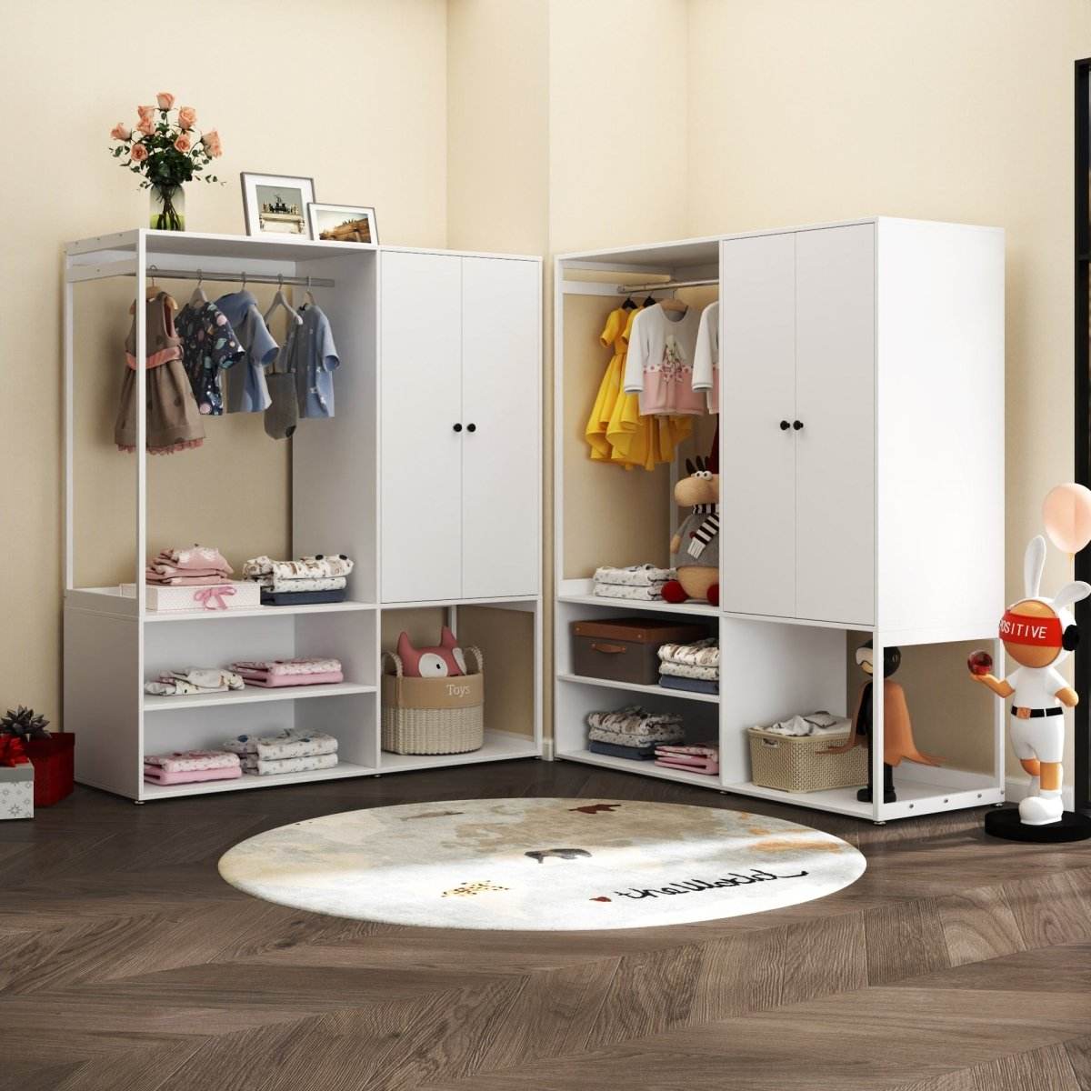 White Particle Board Armoire Wardrobe Closet With Shelves - Sleep Galleria