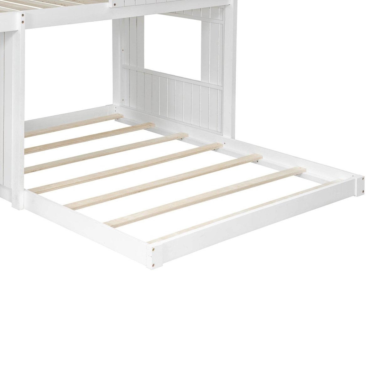 White Twin - Over - Full Solid Wood Playhouse Bunk Bed - Driftwood - Omega Lifestyles