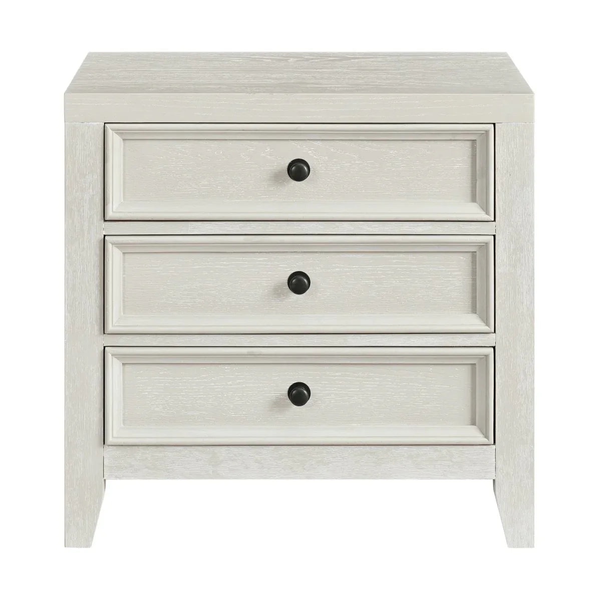 White Wood 3-Drawer Nightstand With USB Charging Station - Omega Lifestyles