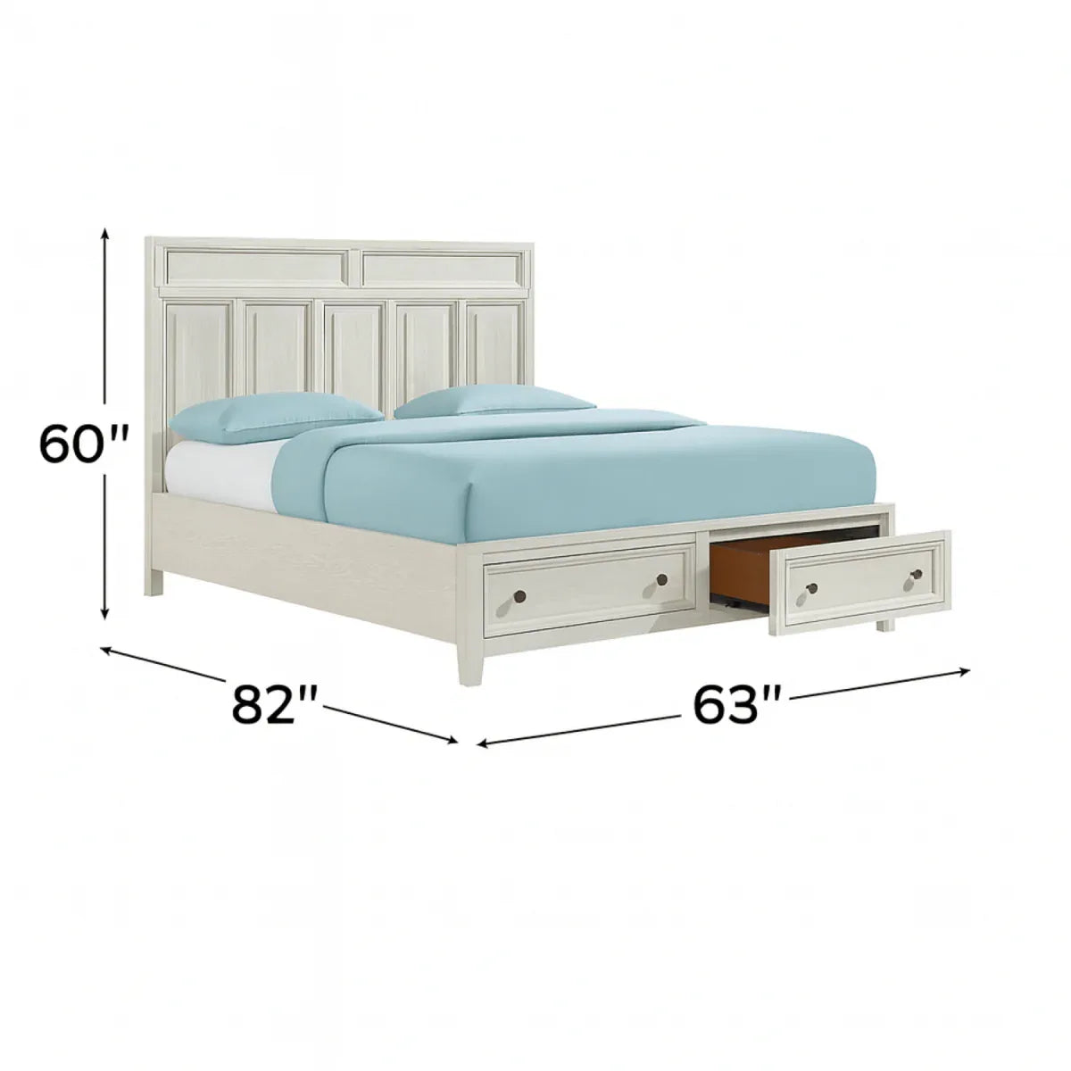 White Wood Classic Queen Storage Bed With Footboard Drawers - Omega Lifestyles