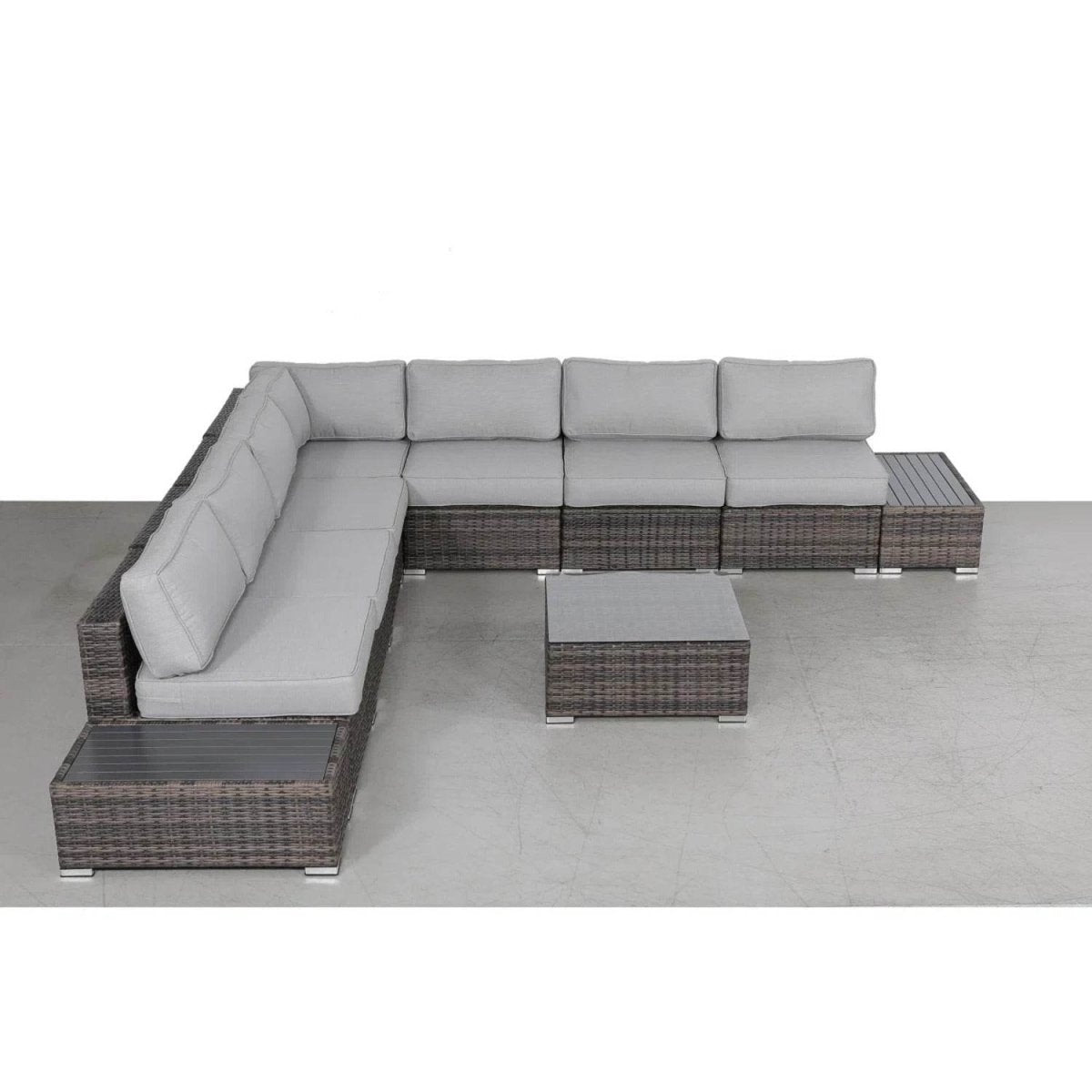 Wicker Outdoor 6 - Person Sectional Seating Group With Cushions - Driftwood - Omega Lifestyles