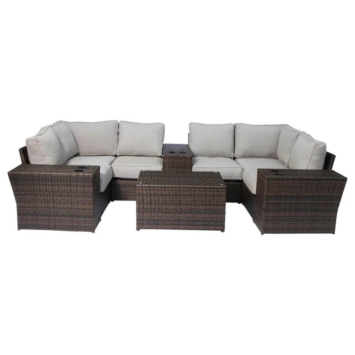 Winsford Weather - Resistant Outdoor Wicker Sectional Seating Group - Driftwood - Omega Lifestyles