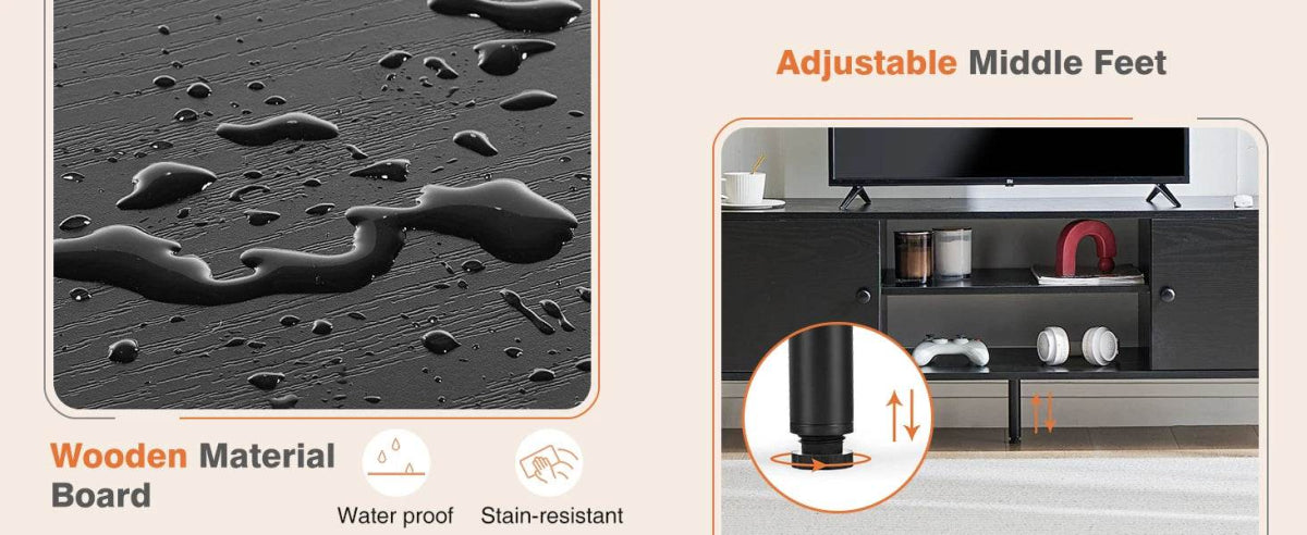 Wooden Fireplace TV Stand with Adjustable Shelf and Storage - Omega Lifestyles