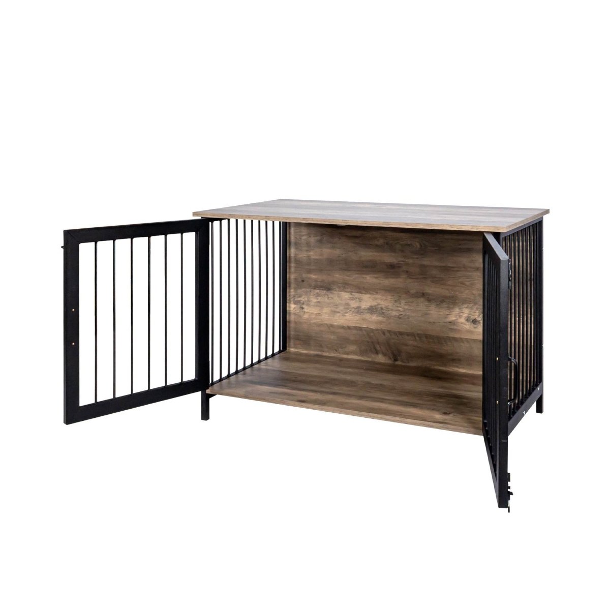 Wooden Indoor Dog Crate Furniture With Two Doors - Sleep Galleria