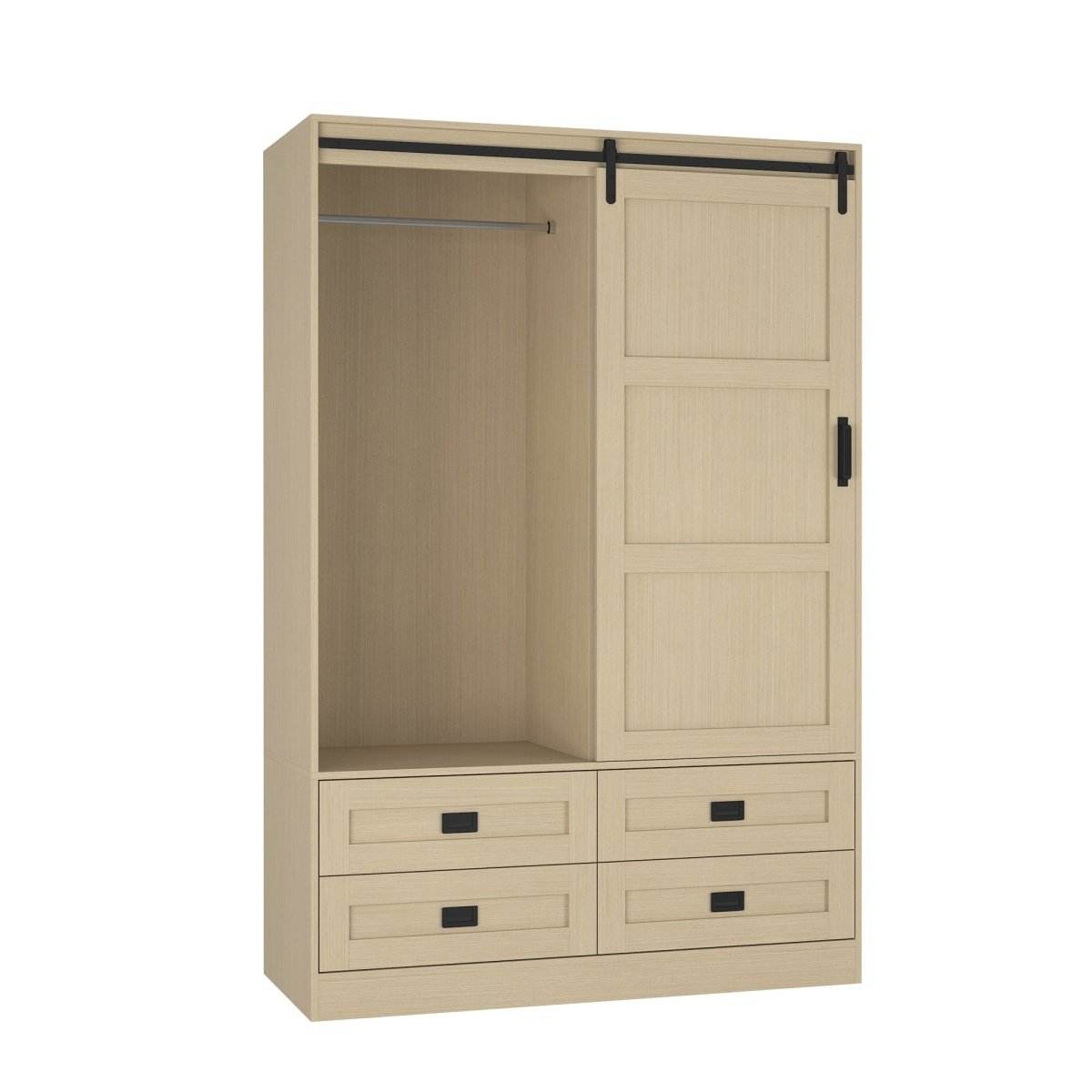Wooden Sliding Barn Door Armoire Wardrobe Cabinet Storage - Sleep Galleria