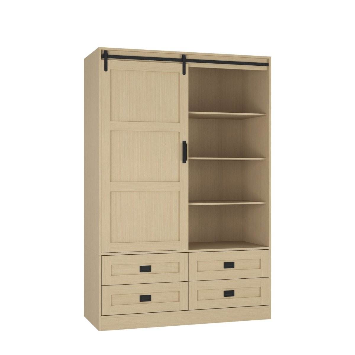 Wooden Sliding Barn Door Armoire Wardrobe Cabinet Storage - Sleep Galleria
