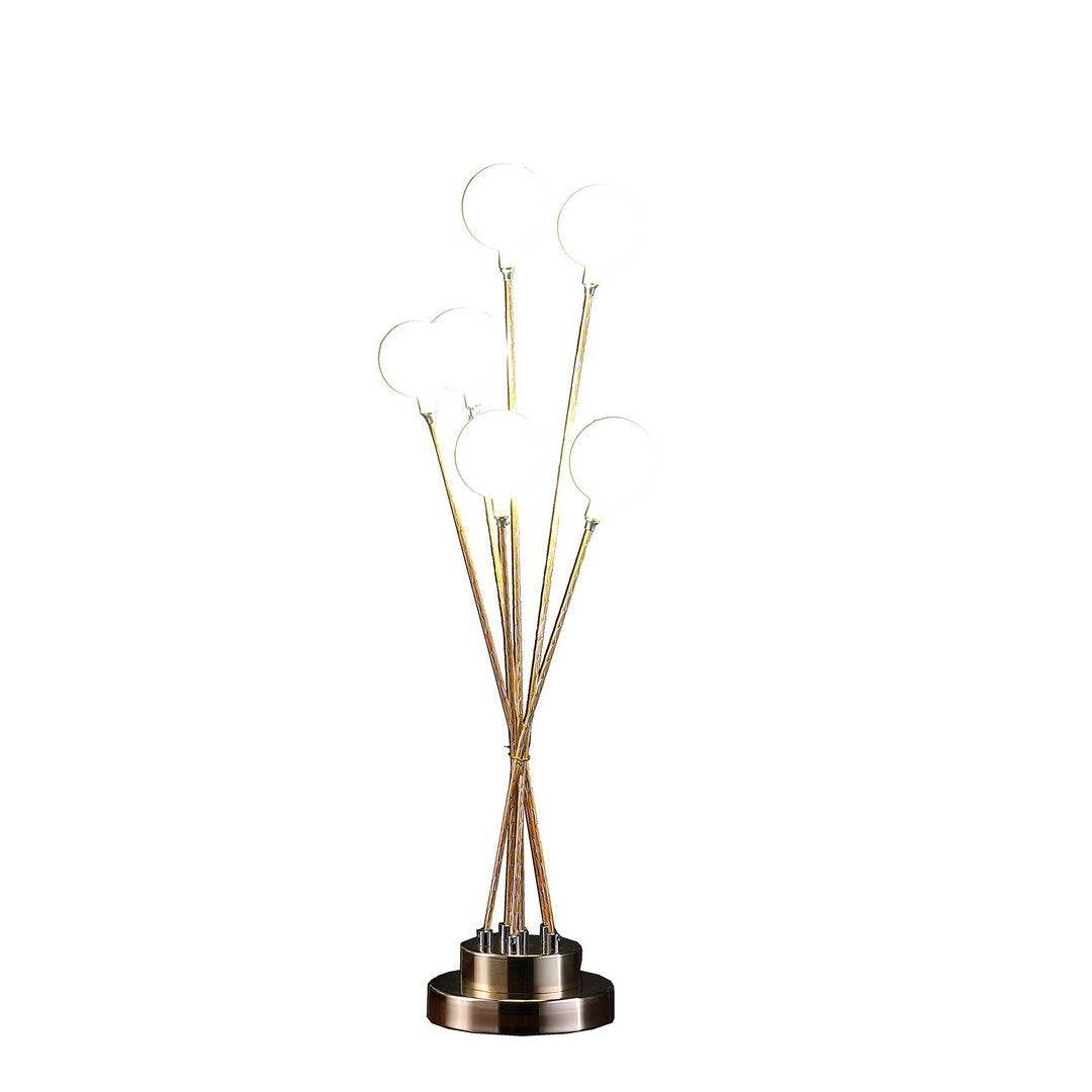 Yellow Gold Metal Table Lamp With Six Frosted Acrylic Globes - Sleep Galleria