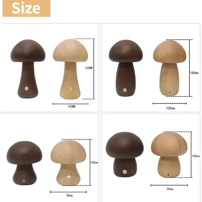 Wooden LED Mushroom Touch Table Lamp Dimmable - Sleep Galleria
