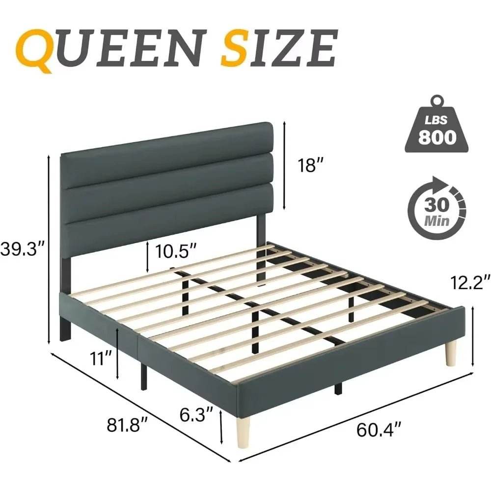 Modern Velvet Upholstered Metal Bed Frame With Headboard - Omega Lifestyles