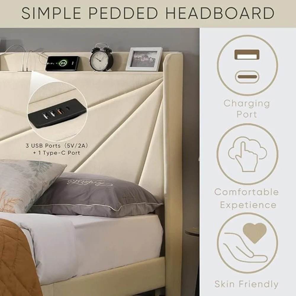 Upholstered Modern Platform Bed Frame With Storage - Omega Lifestyles