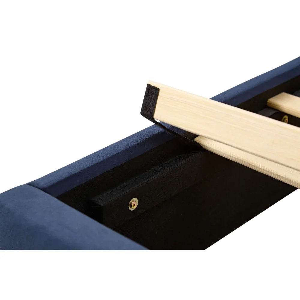 Velvet Upholstered Platform Bed With Wingback Headboard - Omega Lifestyles