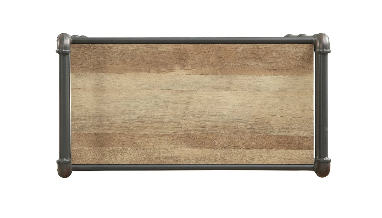 Industrial Gray Oak 3-Tier Metal Bookshelf Storage Unit - Omega Lifestyles