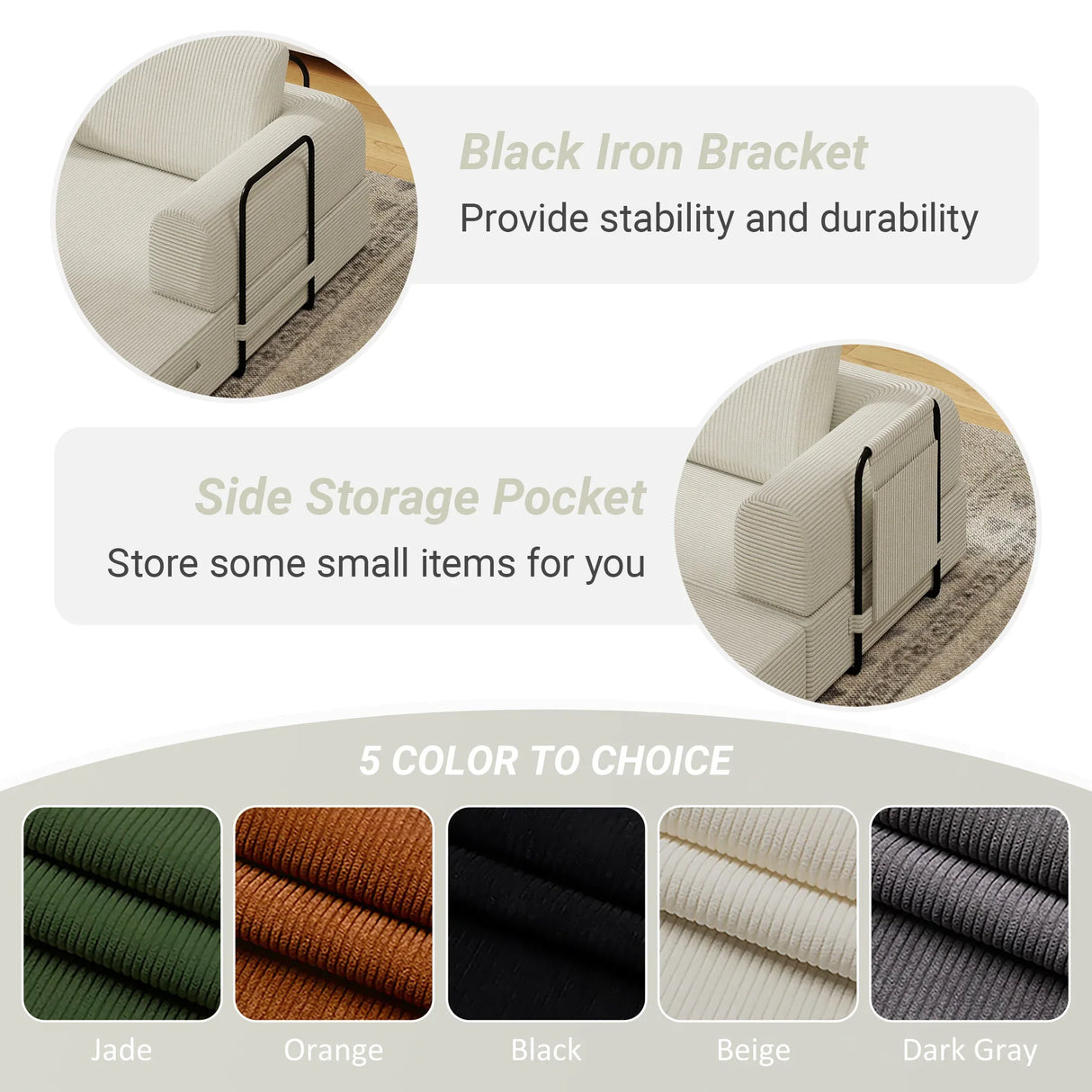 Convertible Foldable Corduroy Sofa Bed With Mattress - Omega Lifestyles