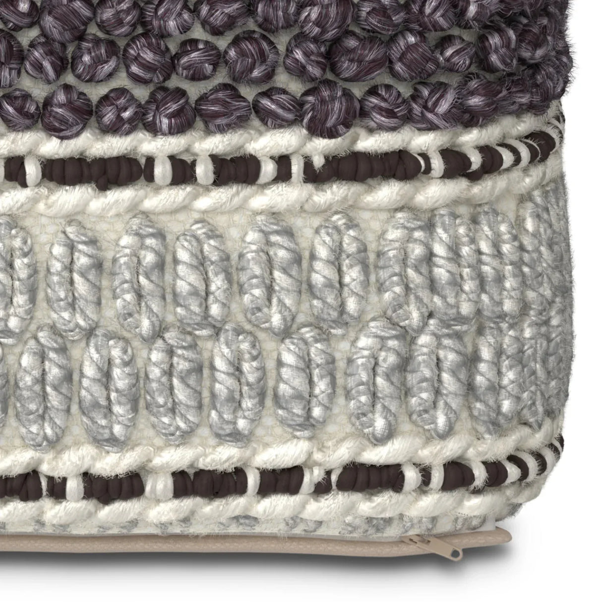 Handwoven Wool Cotton Square Fabric Pouf - Omega Lifestyles