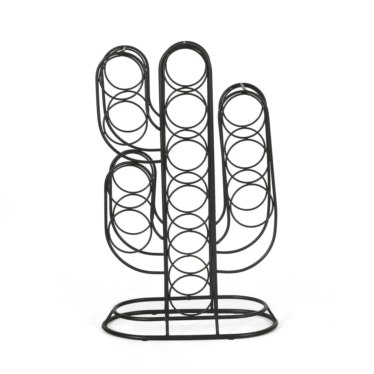 Modern Industrial Black Metal Cactus Tabletop Wine Rack - Omega Lifestyles