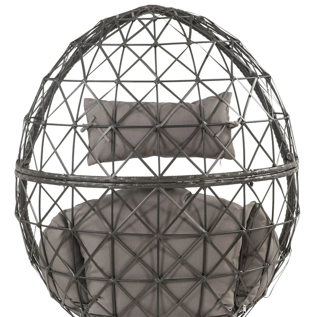 Light Gray Fabric Wicker Patio Lounge Chair With Cushion - Omega Lifestyles