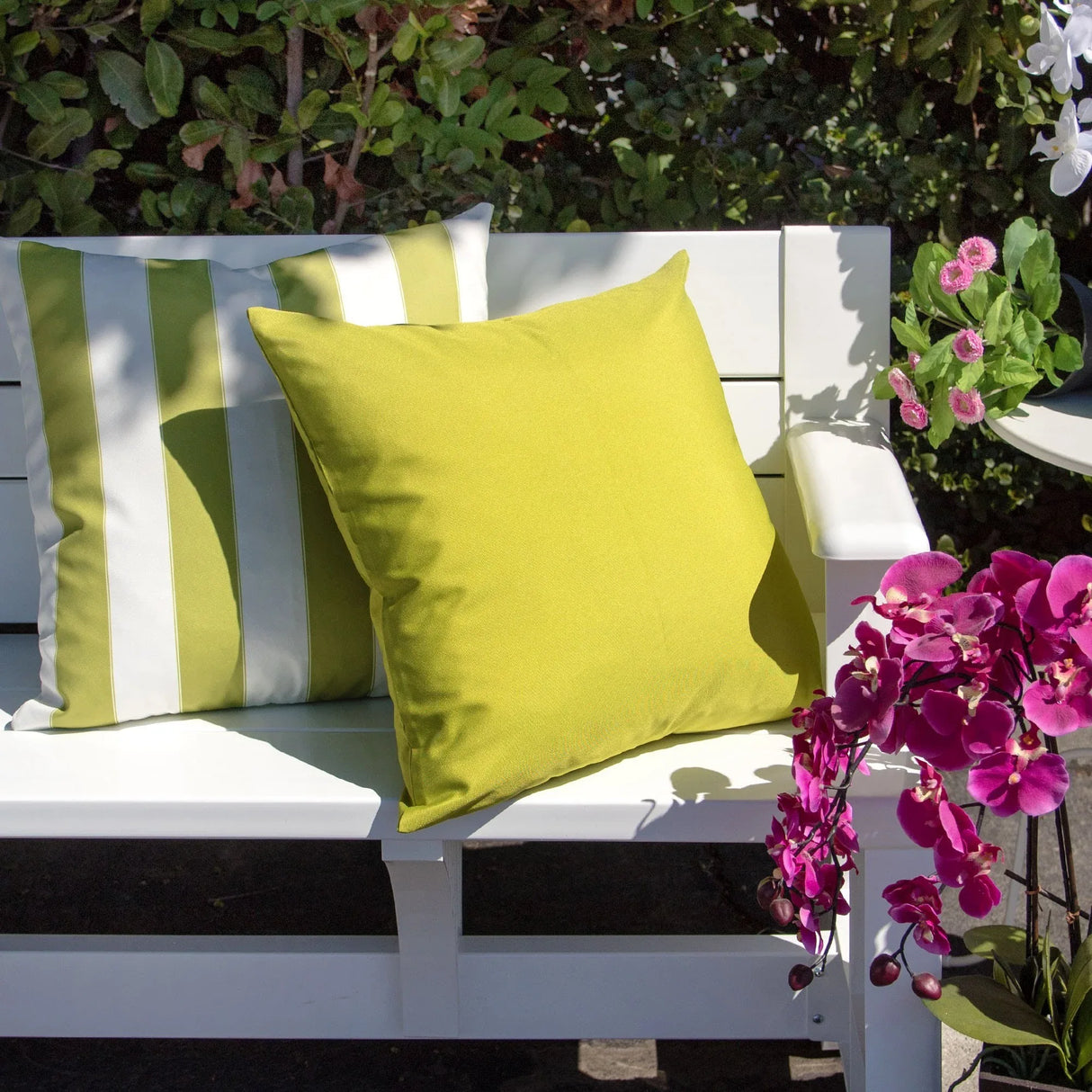 Outdoor Weather-Resistant Lime Green Polyester Pillow 20x20 - Omega Lifestyles