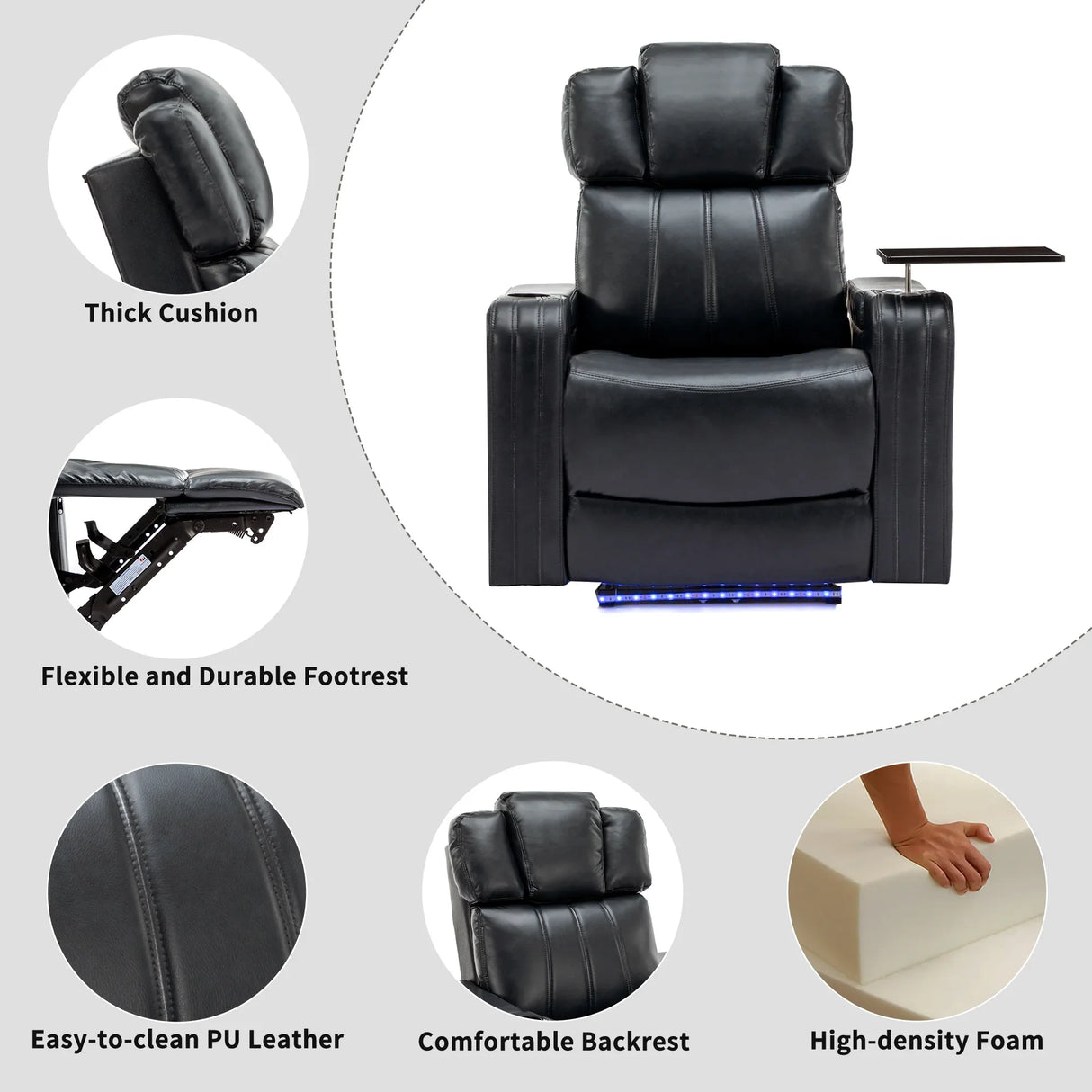 Power PU Leather Recliner Chair With Cooling Cup Holder - Omega Lifestyles