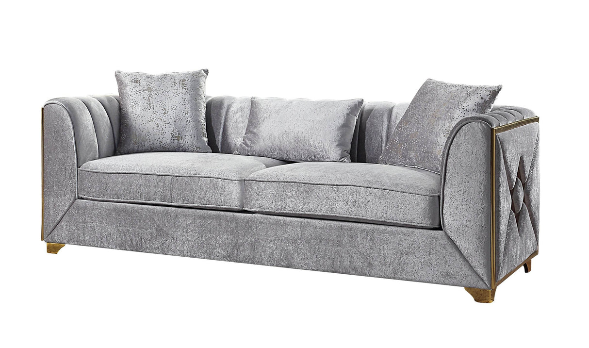 Modern Velvet Upholstered Wood Frame Sofa Three Seat - Omega Lifestyles