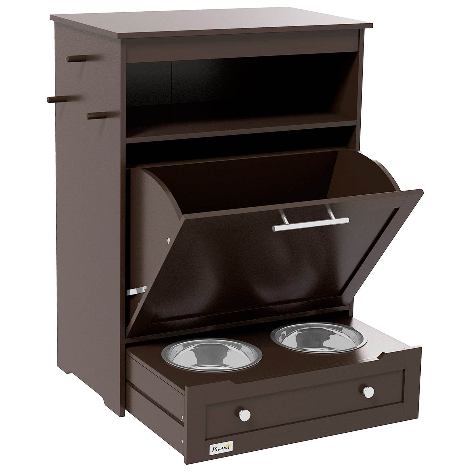 Pet Feeder Station With Storage Cabinet And Raised Bowls - Sleep Galleria