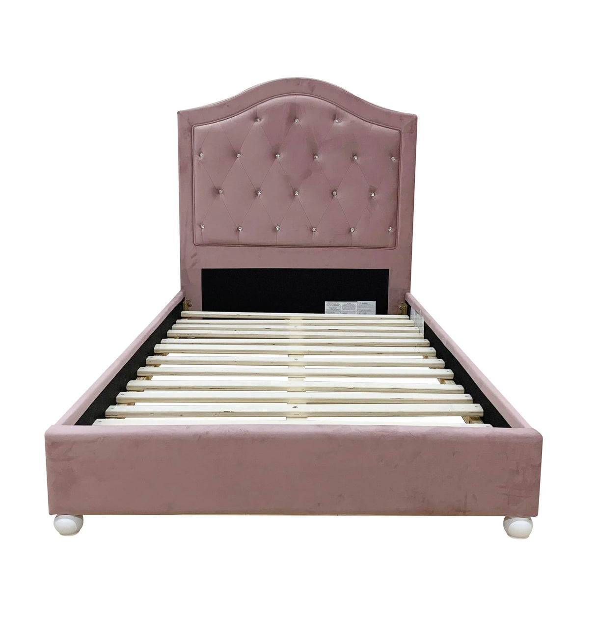 Twin Pink Fabric Upholstered Bed Frame - Omega Lifestyles
