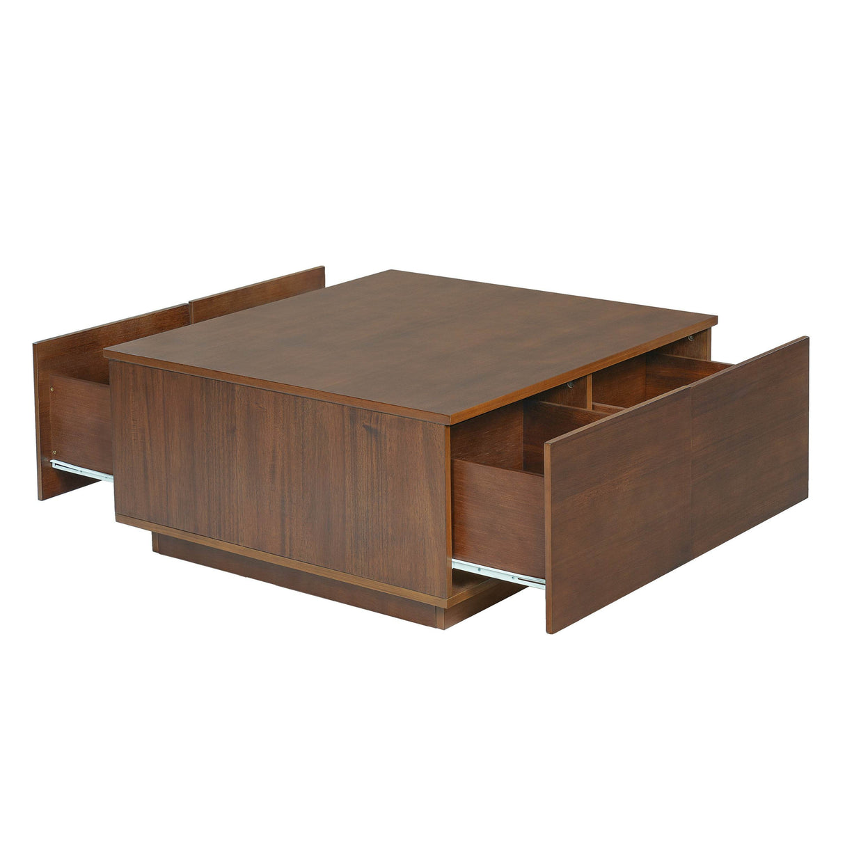 Modern Walnut Square Coffee Table With Four Drawers - Sleep Galleria