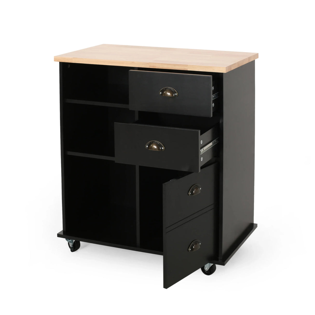 Contemporary Wood Kitchen Cart With Rolling Casters - Omega Lifestyles