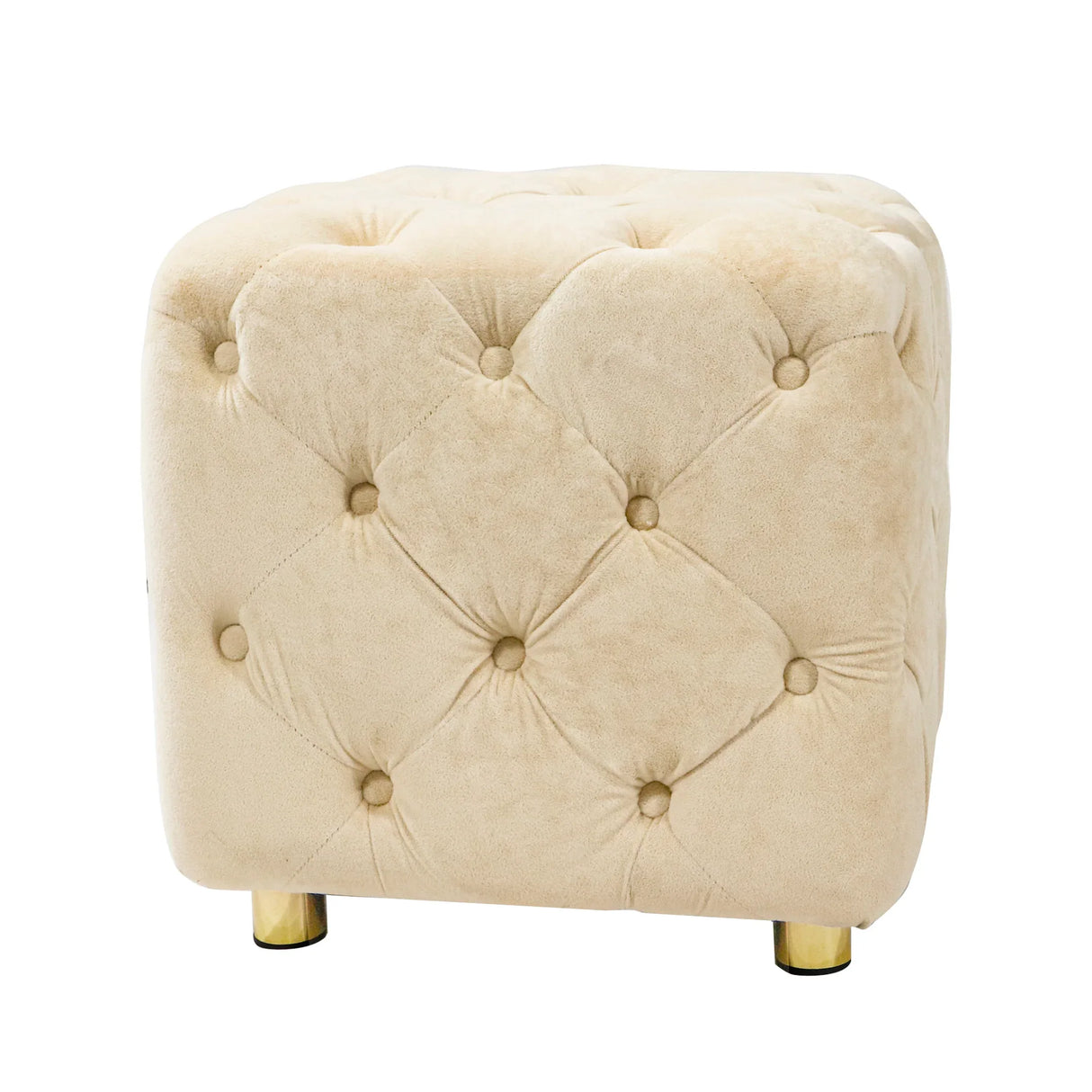 Beige Velvet Storage Ottoman With Concealed Compartment - Omega Lifestyles