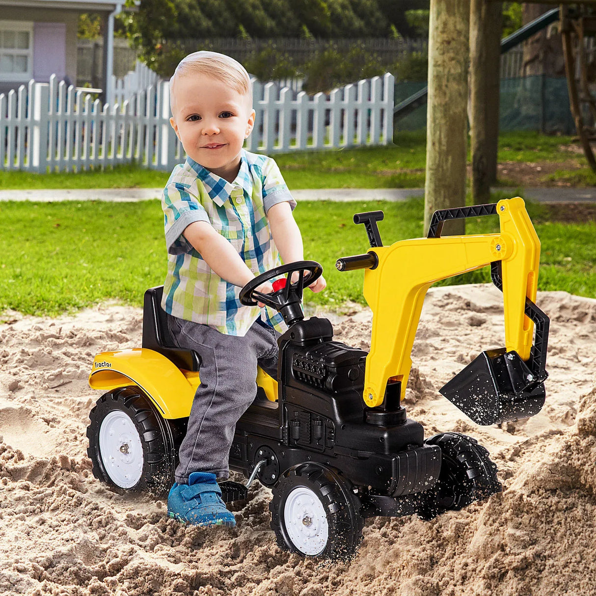 Kids Pedal Ride-On Excavator Construction Truck Toy - Omega Lifestyles