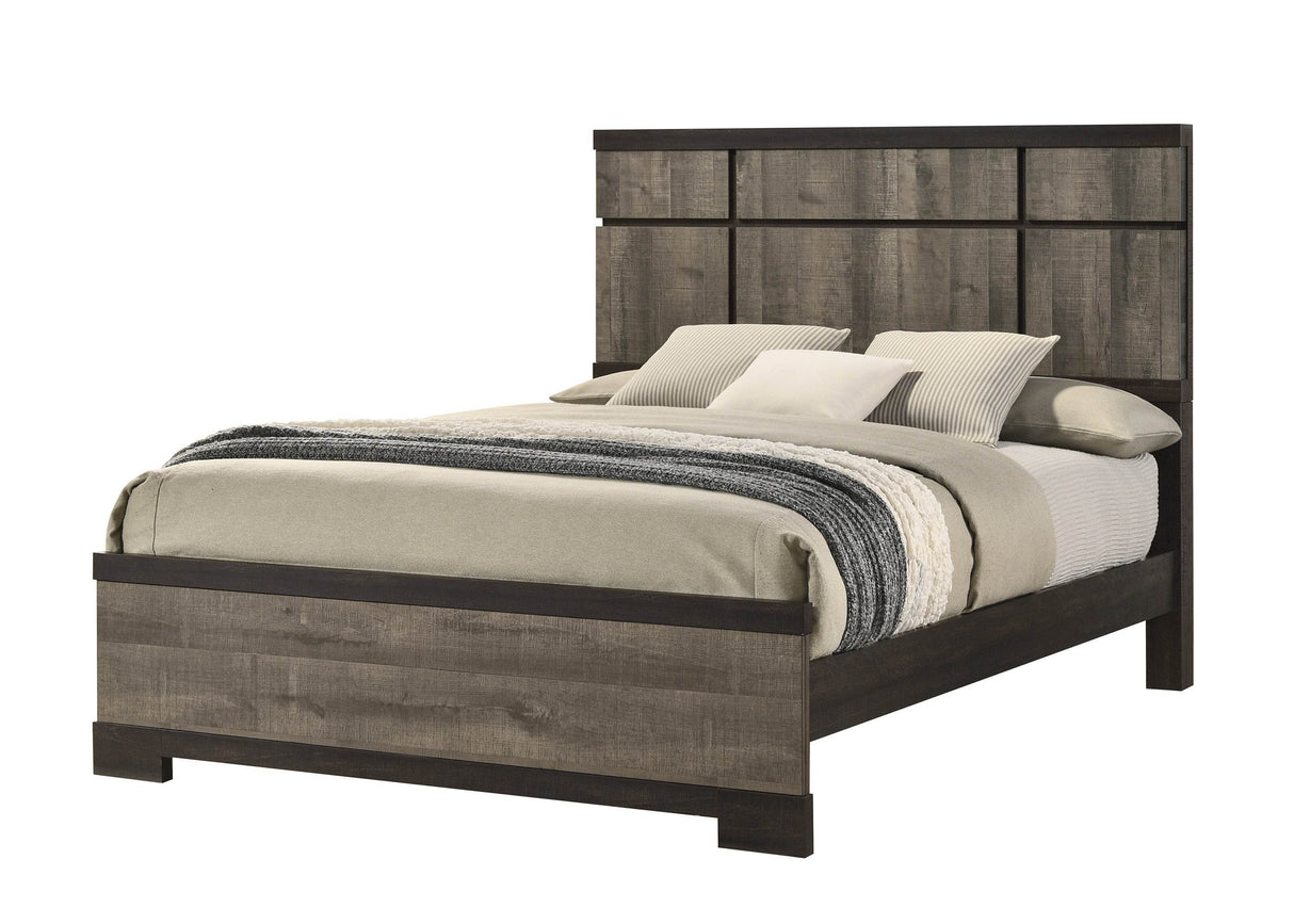 Contemporary Panel-Style King Wood Bed Frame