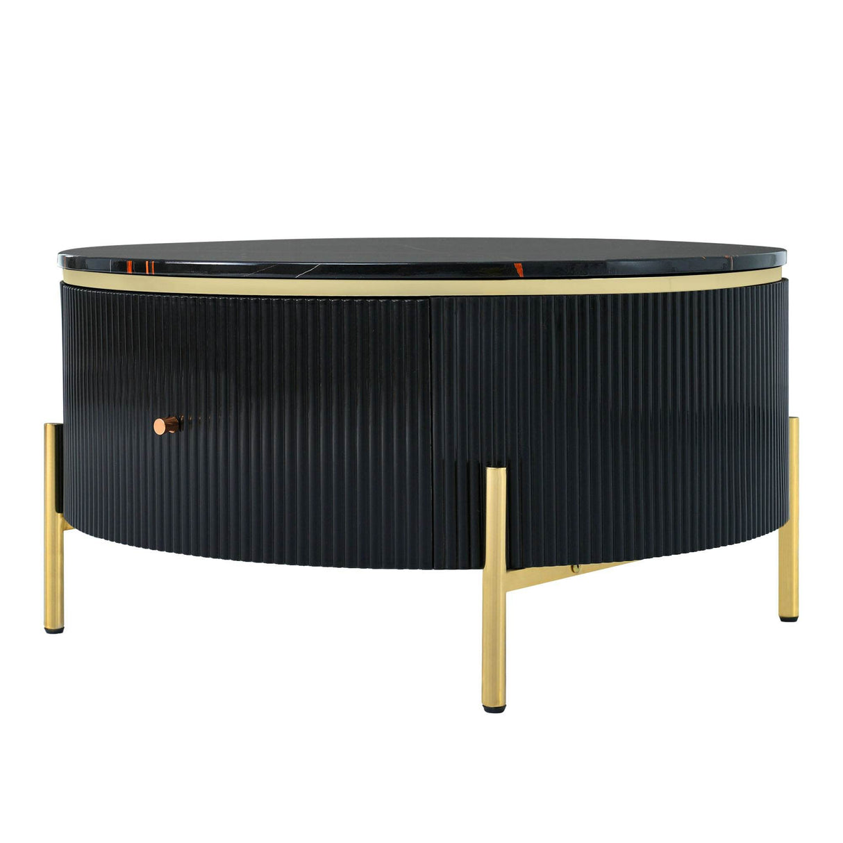 Modern Round Coffee Table With Two Large Drawers - Sleep Galleria