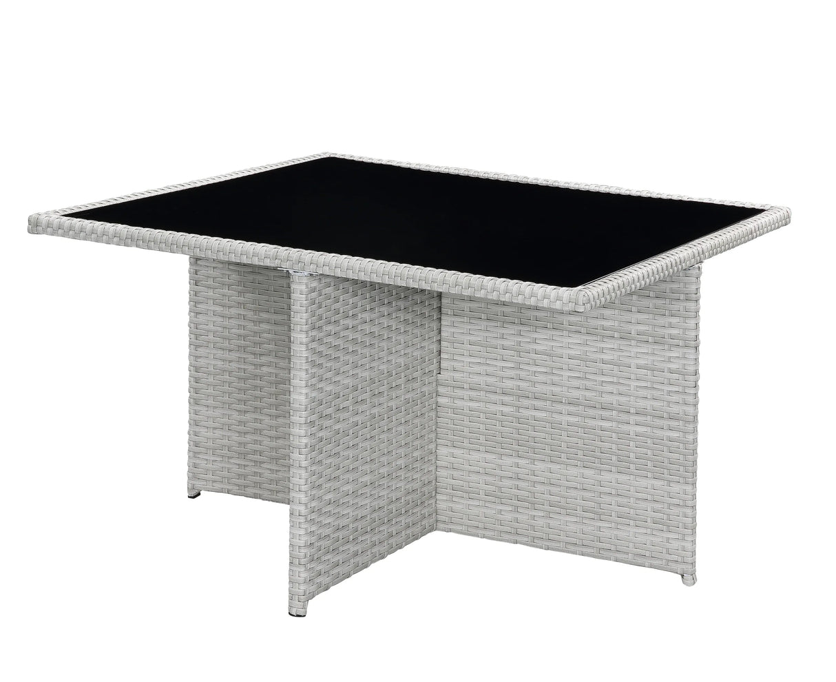 9-Piece Blue Fabric Wicker Outdoor Bistro Dining Set - Omega Lifestyles