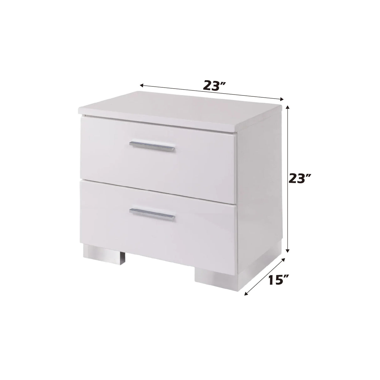 White Modern Chrome Leg Synthetic Wood Nightstand - Omega Lifestyles