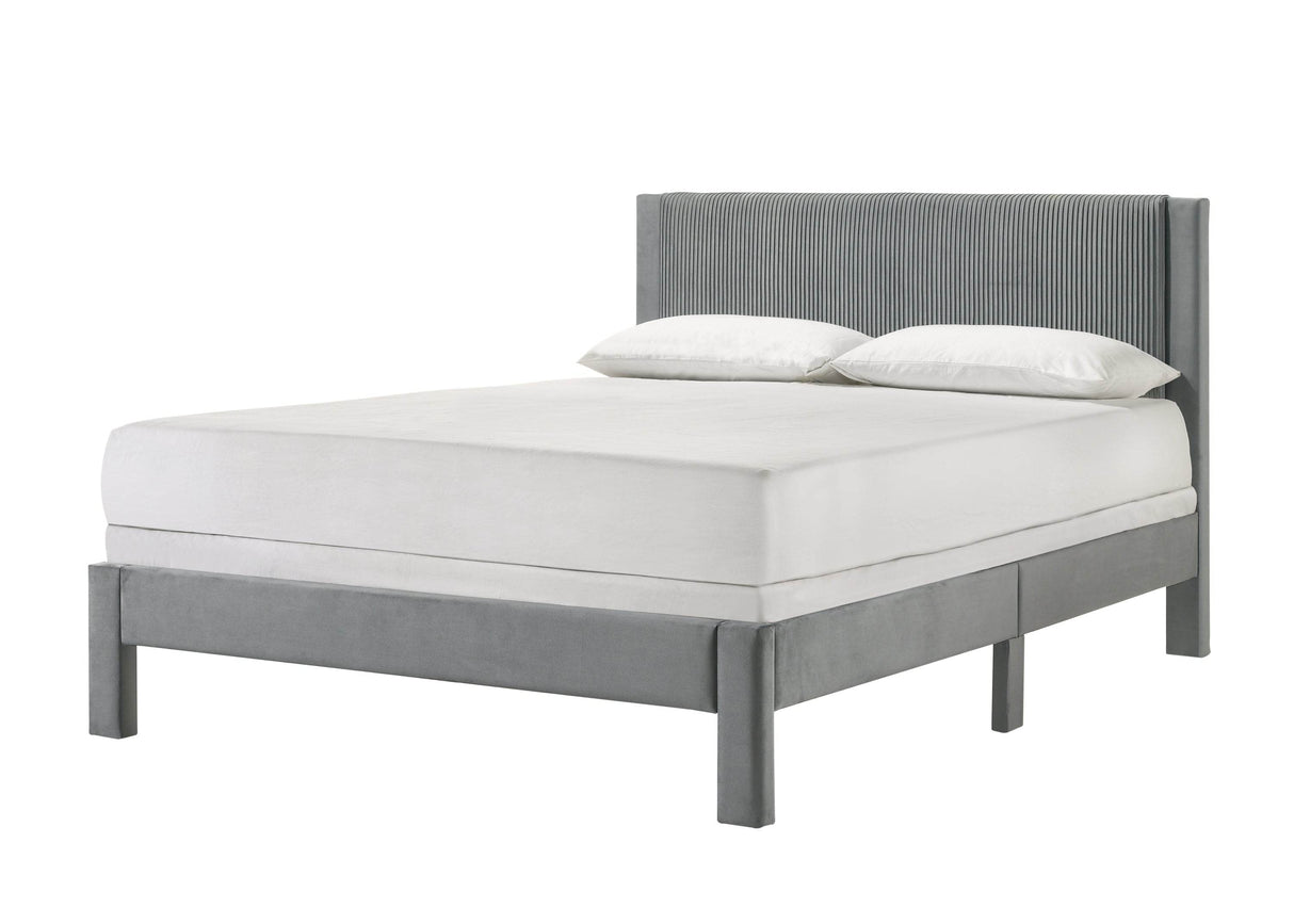 Contemporary Upholstered Ribbed Texture Full Bed Frame