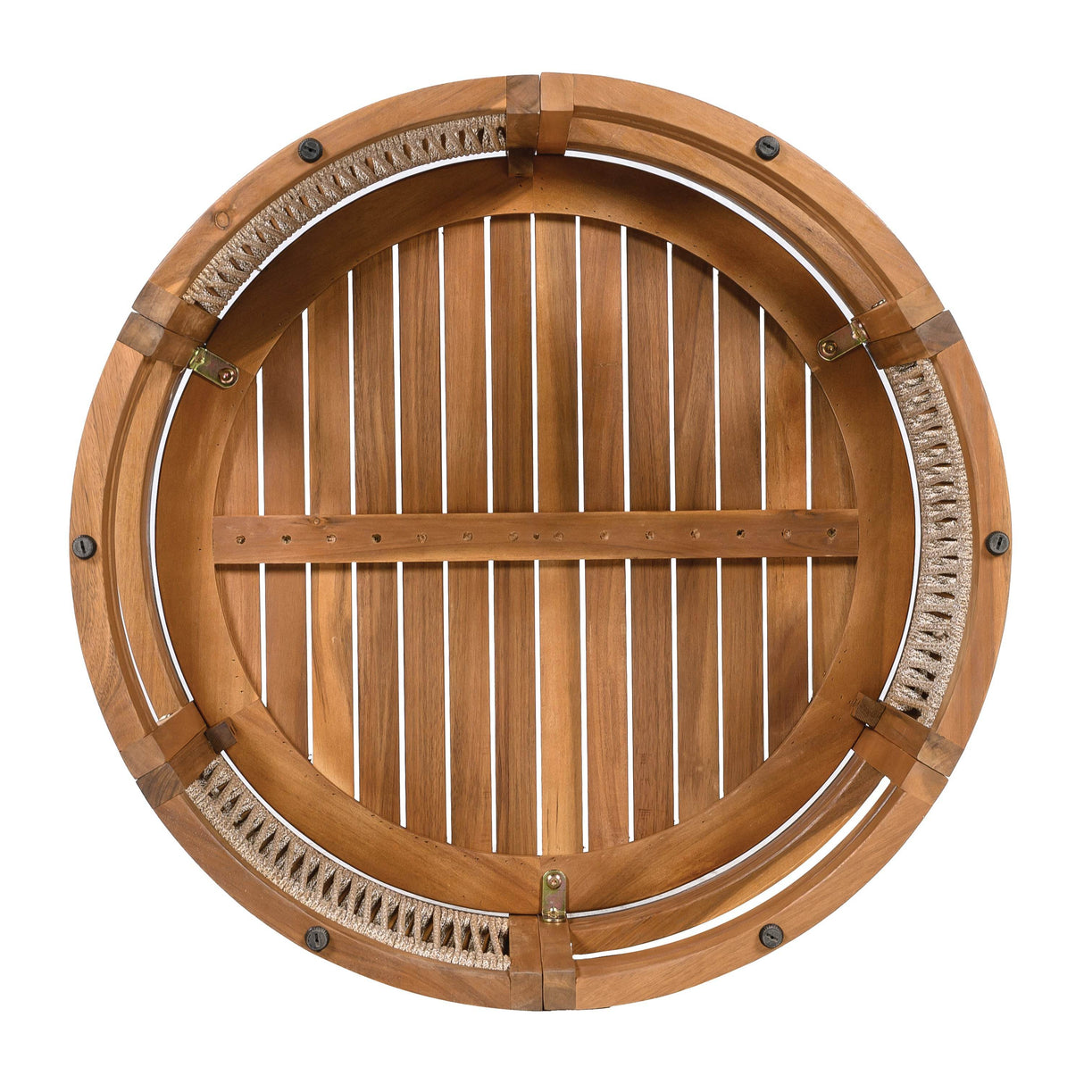 Acacia Wood Outdoor Coffee Table With Woven Rope Accents - Sleep Galleria