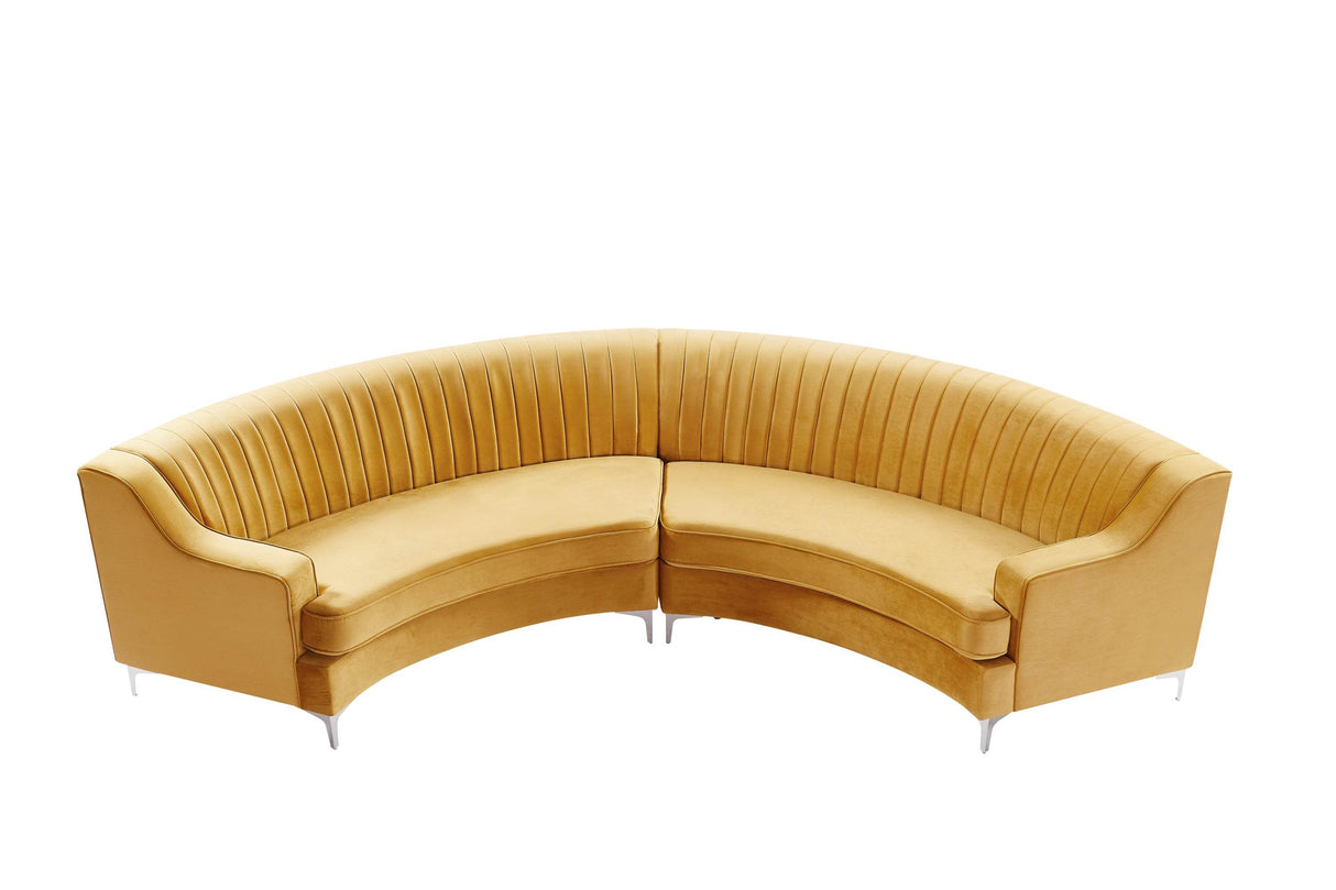 Gold Velvet Curved Modern Sofa Seating - Omega Lifestyles