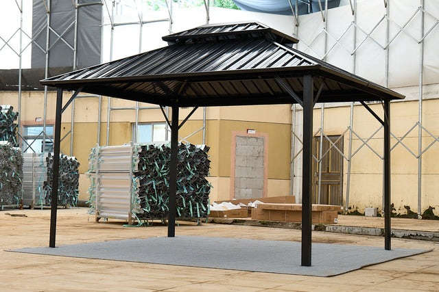 10x10 Steel Gray Permanent Steel Patio Gazebo