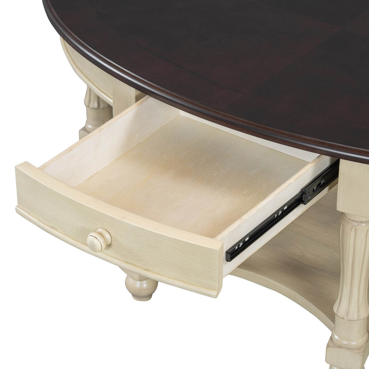 Vintage Oval Coffee Table With Drawer And Storage Shelf - Sleep Galleria