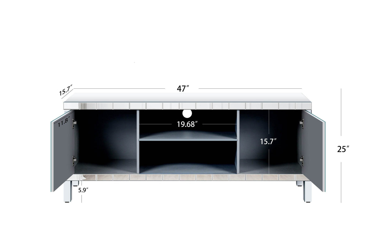 47-Inch Mirrored Antique Media Console With Storage - Sleep Galleria