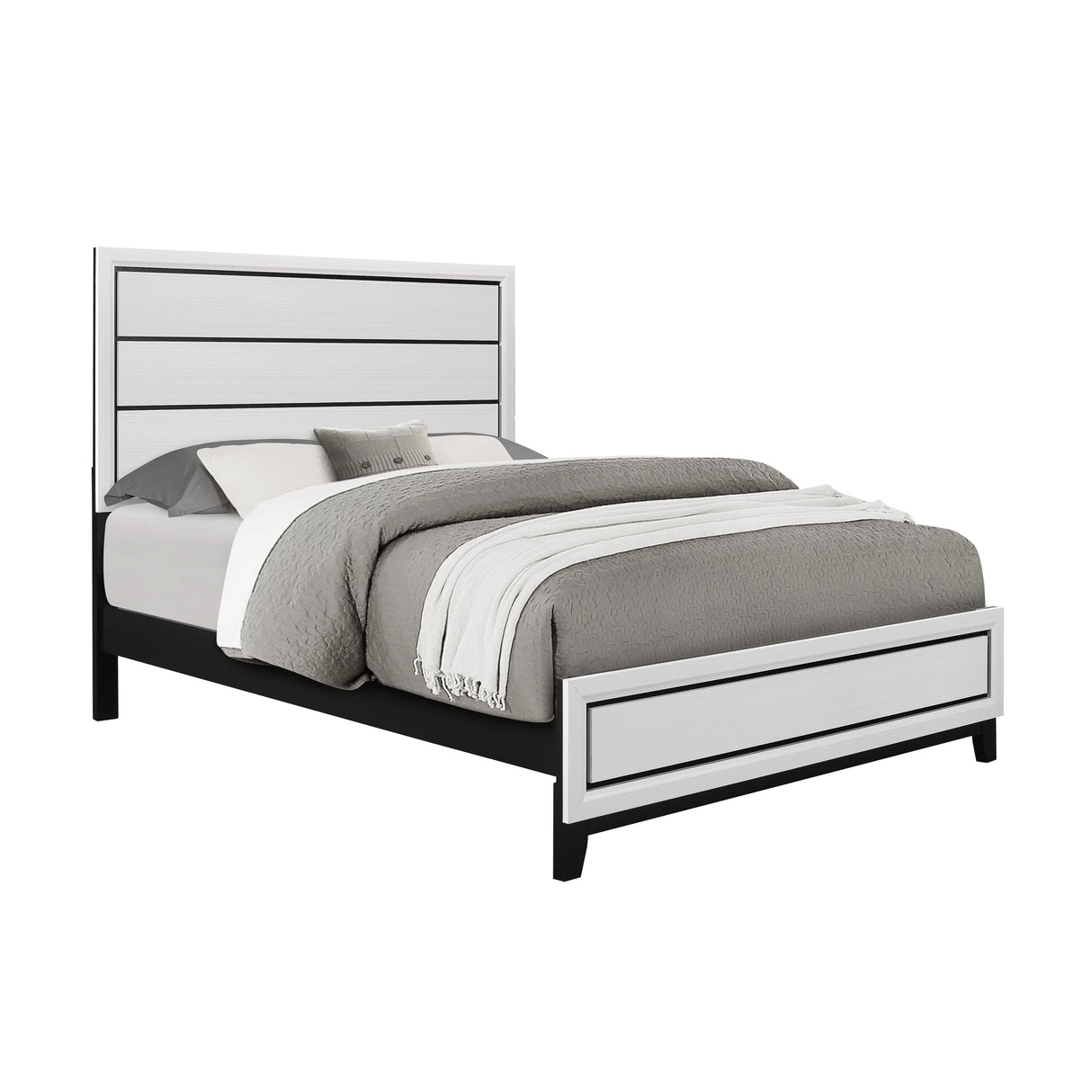 Full White Rubber Wood Panel Style Bedroom Set