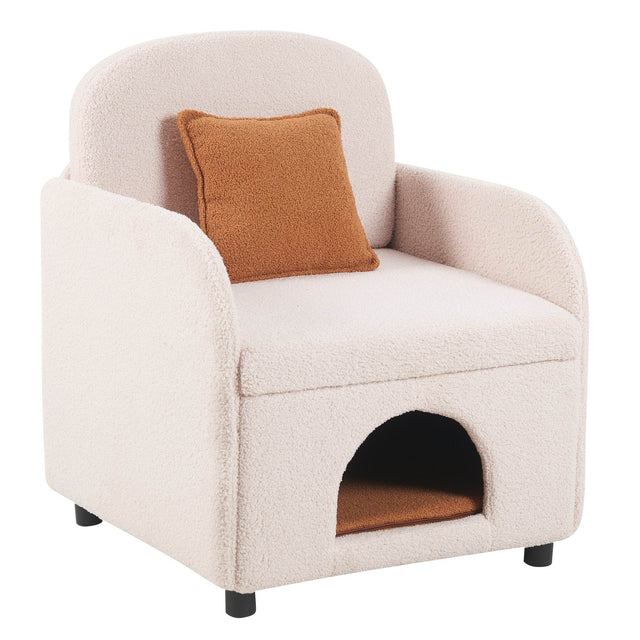 Pet Friendly Sherpa Upholstered Fluffy Fabric Accent Chair - Omega Lifestyles