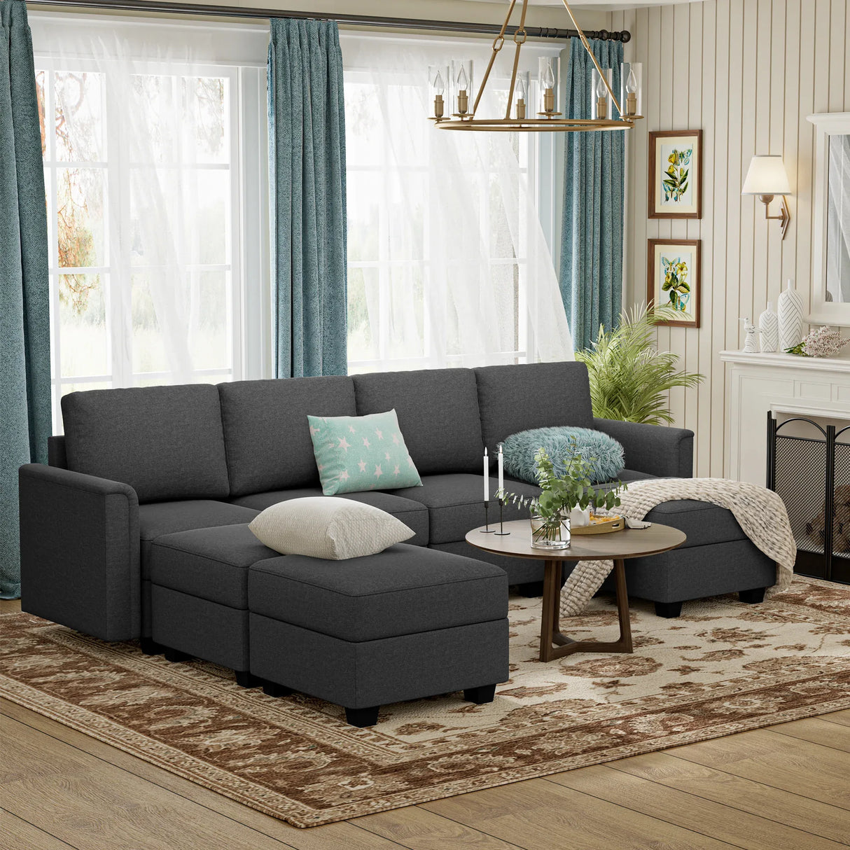 Modular 7-Seat Memory Foam Sectional Sofa With Storage - Omega Lifestyles