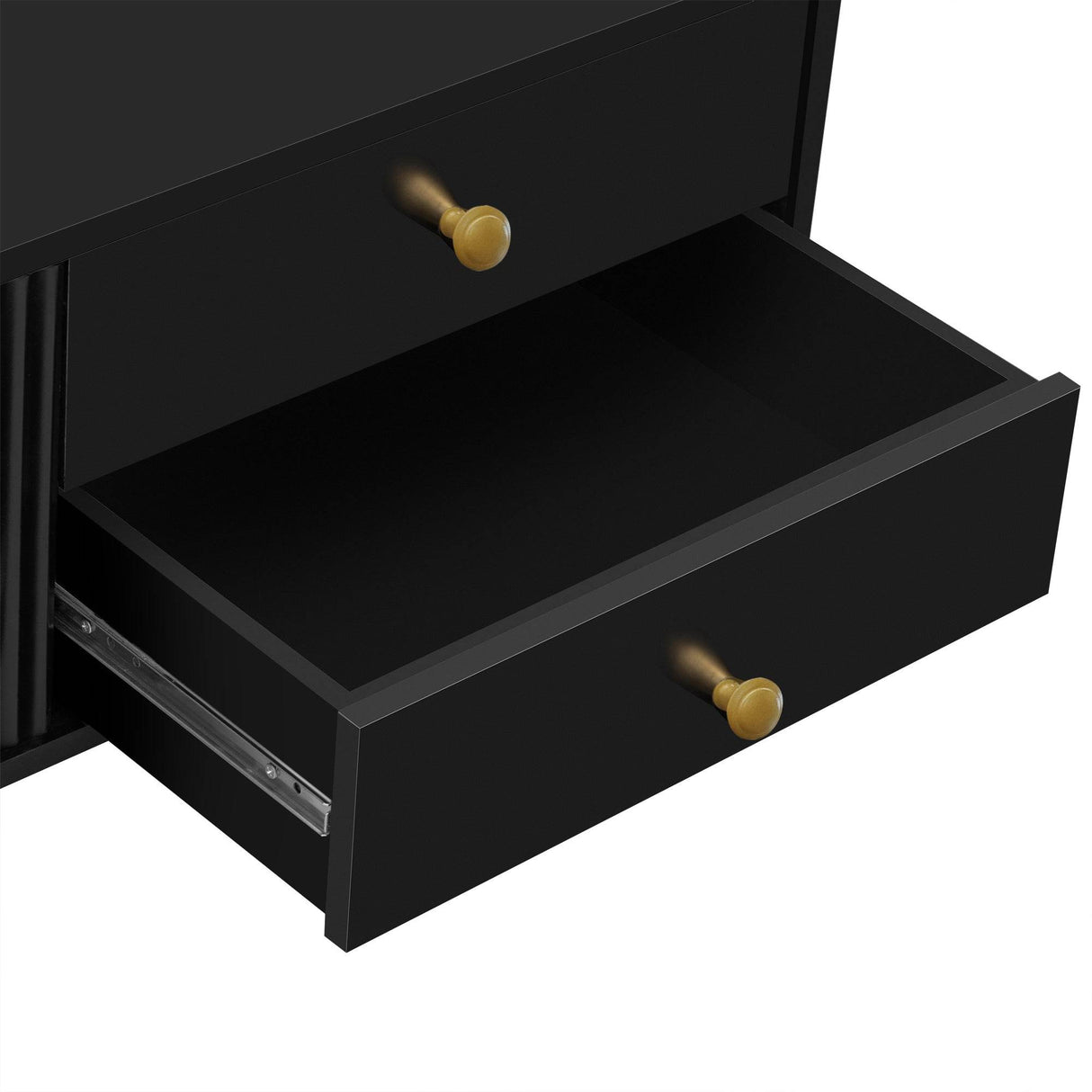 Modern Black MDF TV Stand With Storage Cabinet - Sleep Galleria