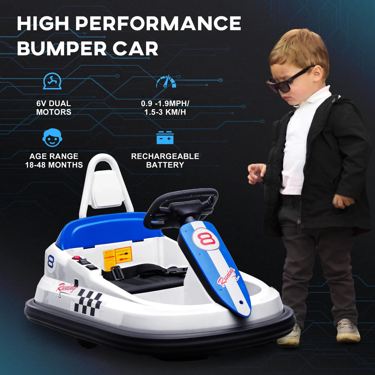 Toddler Electric 360° Rotation Bumper Car With Safety Belt - Omega Lifestyles