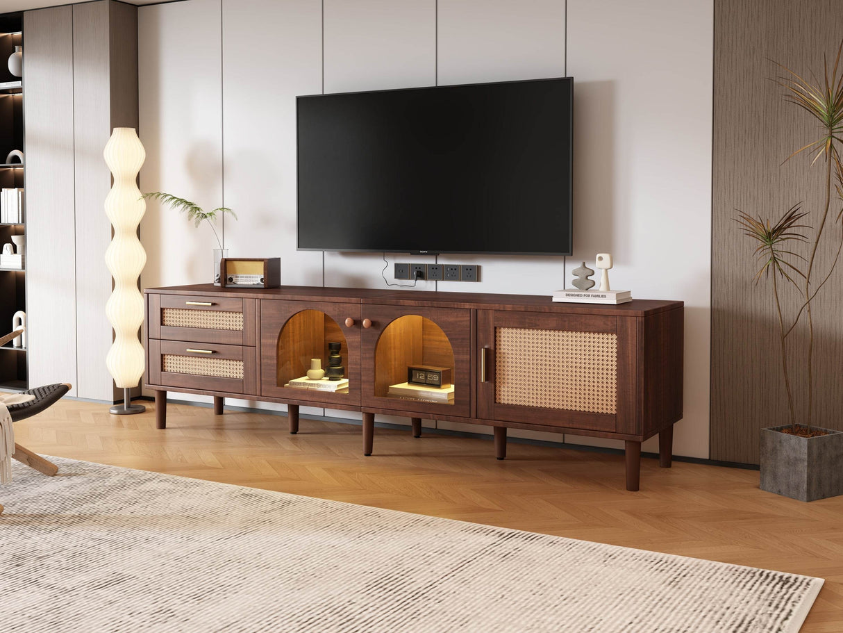 Rattan-Inspired Media Console TV Stand With Storage - Sleep Galleria