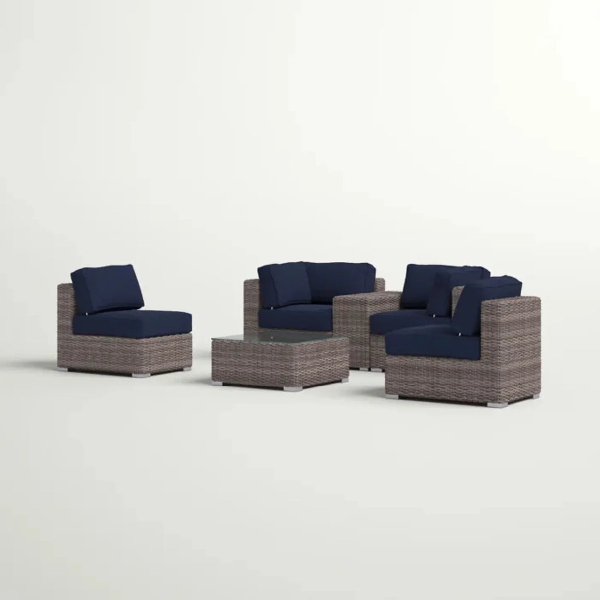 Weather-Resistant HDPE Wicker Patio Conversation Set With Cushions - Omega Lifestyles