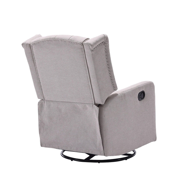 Multi-Functional Linen Recliner Chair With Rocking Swivel - Omega Lifestyles