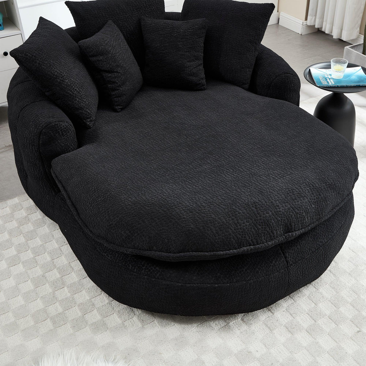 Oversized Chenille Memory Foam Bean Bag Sofa With Pillows - Omega Lifestyles