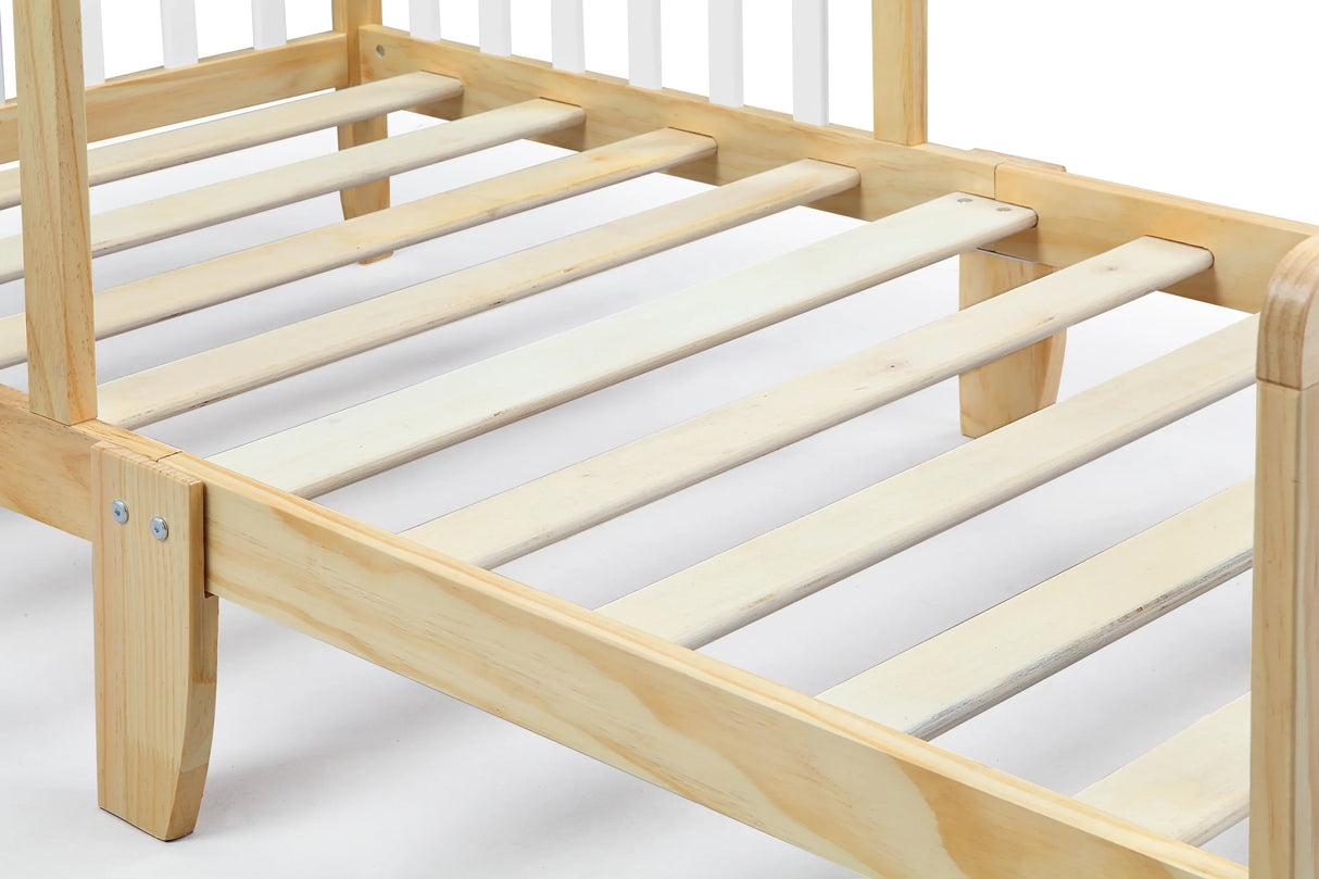 Twain Solid Wood Two-Tone Toddler Bed With Safety Rails - Omega Lifestyles